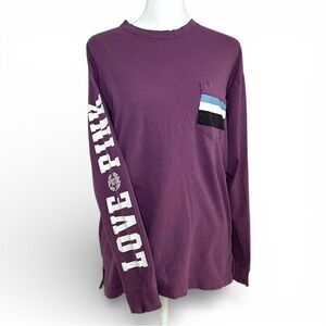 PINK Victoria's Secret Purple Arm Print Long Sleeve Top Casual Everyday Size XS